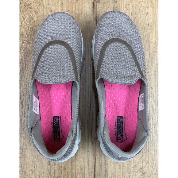 Skechers Go Walk 3 Shoes Women's Size 8.5 Stone beige Slip On Flats GoGo Mat - Picture 12 of 16